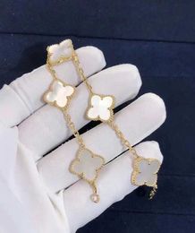 Original 1to1 Van CA High version Fourleaf clover five flower bracelet female rose gold minority fritillary jade marrow clavicle chain natural electroplating new B