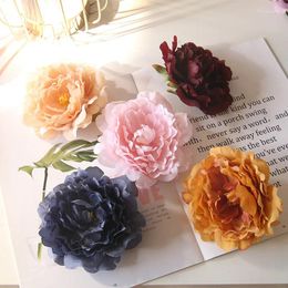 Decorative Flowers 10/15PCS/lot Large Silk Happy Peony Flower Head 13CM Artificial Blooming Wedding Wall Floral Home Party