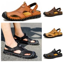 2024 Designer Summer Outdoor Mens Womens Casual Sandals Strap Slippers Leather Herringbone Slippers Womens Agate Brown Beach Shoes