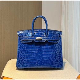 Designer Crocodile Leather Handbag Handmade 7A Cowhide high gloss Nile 25CM women's hand sewnTYXB