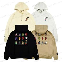 Men's Hoodies Sweatshirts Harajuku 12 cute ghosts street embroidery hoodies loose plush korean y2k clothes oversized sweatshirt anime hoodie new tops T240126