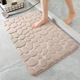 Bath Mats 3D Cobblestone Embossed Bathroom Mat Non-slip Carpets Absorbent Doormat Carpet Door Floor Memory Foam Pad