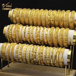 ANIID Dubai Gold Plated Bangles For Women Luxury Indian African Hard Bracelets Charm Wedding Ethiopian Arabic Jewellery Wholesale 240122