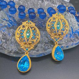 Dangle Earrings French Fashion Vintage Blue Drop Heavy Industry High Quality Studs Women's Jewelry