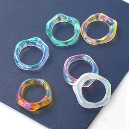 Band Rings Fashion Hip-hop Color Geometric Resin Ring Couple Ring Popular Party Index Finger Accessories 240125