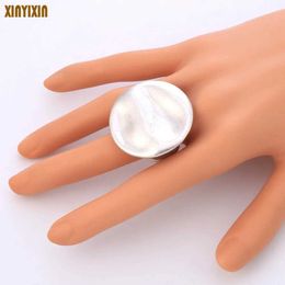 Band Rings Bohemia Big Round Wave Ring Women Men Punk Exaggerated Trendy Rings Retro Simple Jewellery Elastic Adjustable One Size Ring 18mm 240125