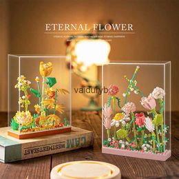 Blocks Micro Flower Building Blocks Mini Bricks Particles Eternal Life Flowers Home Decoration Assembling Puzzle Toy with Acrylic Covervaiduryb