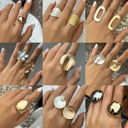 Band Rings Lacteo 2024 Trendy Geometric Irregular Big Cuff Ring for Women Light Silver Colour Finger Ring Ladies Party Gifts Jewellery Girls 240125