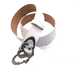 Belts Letter Men's Dress Decoration Heart Metal Buckle Leather Wide Side Thin For Women Men