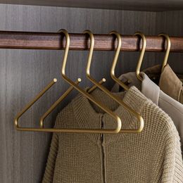 5pcs Coat Hangers Solid Aluminum Alloy Seamless Matte Gold Clothes Hanger Trousers Sweater Storage Racks Wardrobe Organizer 240118