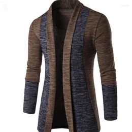 Men's Sweaters 2024 Sweater Open Front Spliced Contrast Knitted Korean Edition Versatile Cardigan