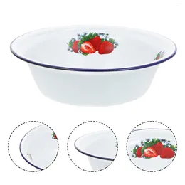 Dinnerware Sets Enamel Basin Ceramic Containers With Lids Serving Bowl Dessert Noodle Metal Storage Kitchen Tableware Woman Household