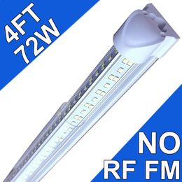 4FT LED Shop Light, 72W 72000LM 6500K, Clear Cover Linkable LED Tube Lights, V Shape Integrated T8 LED Lighting, LED Ceiling Lights for Garage Workshop usastock