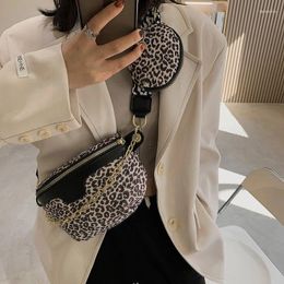 Waist Bags Fashion Two-piece Leopard Print Crossbody Belt Bag Woman Shoulder Designer Chest Phone Banana