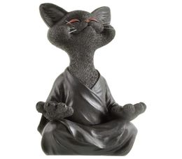 Whimsical Black Buddha Cat Figurine Meditation Yoga Collectible Happy Decor Art Sculptures Garden Statues Home Decorations5623348