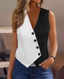 Women's Tanks Sleeveless Colour Matching Ribbed V-Neck Vest Ice And Smart Beautiful Clothing Fast Hair