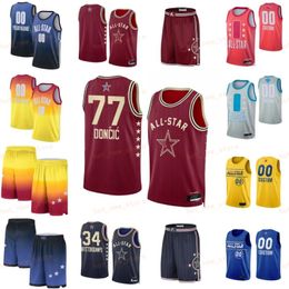 Print 2024 All-Star Basketball Luka Doncic Jerseys 77 Stephen Curry 30 Shai 2 LeBron James 23 Nikola 15 Davis 3 Klay Thompson 11 Team Custom Name Number