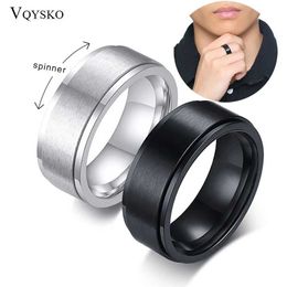 Band Rings 8mm Spinner Ring for Men Stress Release Bague Acier Inoxydable Stainless Steel Wedding Band Casual Sport Jewellery Anel Masculino 240125