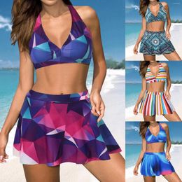Women's Swimwear Women Sexy Swimsuits With Skirt 2 Piece Color Block Bathing Suits