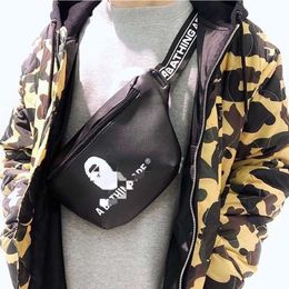 Designer Ape Bag Japanese Miscellaneous Appendix b * Ap Ape Head Black Pu Leather Waistpack Original Colour Self Sealing Bag Packaging Shark