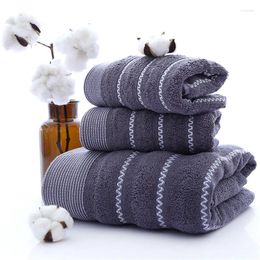 Towel Man Set Stripe Grey Hand/Face/Bath Washclothes Cotton 70 140cm 35 75cm 2pcs Beach Toalla For El Home Bathroom 3pcs