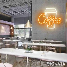 LED Neon Sign Coffee Neon Sign Light for Bar Decor Shop Home Pub Room Office Wall Decor Art Restaurant Cup Business Signboard Neon Lamp Signs YQ240126