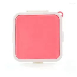 Dinnerware Portable Silicone Microwave Sandwich Storage Box Reusable Toast Container Case Pink
