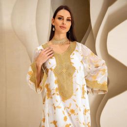 Ethnic Clothing Dubai Kaftan 2024 Spring Summer Muslim Women Elegant Long Sleeve White Party Evening Abaya Fashion Dresses