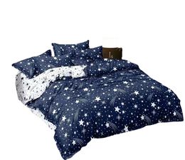 Home textile three-piece set, Starry sky simple double-sided printed quilt cover pillowcase kit, bedding