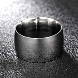 Band Rings Personality 12MM Wide Titanium Steel Rings for Men Women Fashion Popular Smooth Black/Silver Colour Rings Punk Jewellery Accessorie 240125