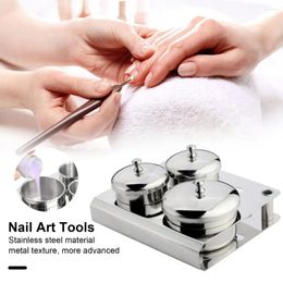 Storage Bottles Stable Manicure Tools Organiser Stainless Steel Nail Sterilisation Cup Set With Shelf Easy-open Lid Durable For Anti-rust