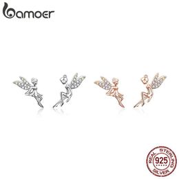 Earrings BAMOER 100% 925 Sterling Silver Cute Fairy Elevs Exquisite Stud Earrings Hypoallergenic Earrings for Women Girls Fine Jewellery