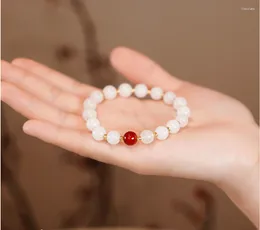 Charm Bracelets Sterling Silver White Jade Red Agate Beaded Bracelet For Women 2024 Trendy Girlfriends Net Light Luxury