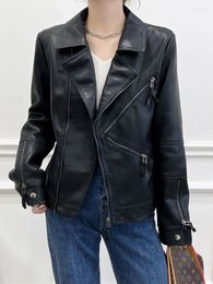 Women's Leather Cropped PU Coat For Women Spring Autumn 2024 Trend Simple Solid Slim Zipper Casual Motorcycle Jacket