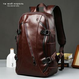 Men Vintage Backpack Comfortable Laptop Backpack Designer School Bag Male PU Leather Travel Bags Large Capacity Rucksack Bag247j