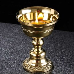 2PCS Candle Holders Brass Candle Cup Collection Romantic Flower Golden Candlestick Buddhist Tibetan Lamp Holder Wedding Dinner Home Table Decoration