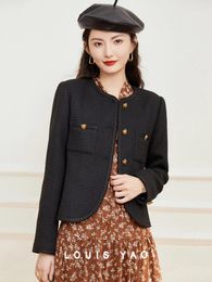 Women's Jackets LOUIS YAO Women Coat 2024 Spring Round Neck Long Sleeve Fashionable Elegant Love Shape Botton Black Jacket Top