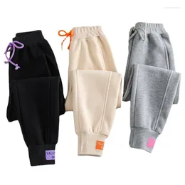 Women's Pants Fashion Autumn/winter Thick Drawstring Solid Color Pencil Ladies Trousers