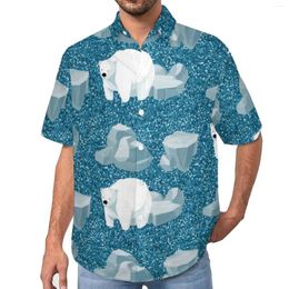 Men's Casual Shirts Arctic Animal Print Blouses Men Cute Polar Bear Hawaiian Short-Sleeved Custom Retro Oversize Beach Shirt Gift