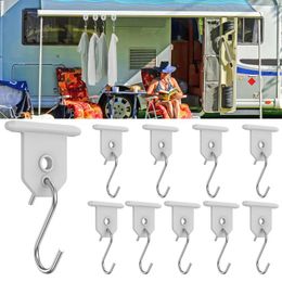 All Terrain Wheels 10Pcs RV Awning Hooks S Shaped Camping Metal Party Light Hangers Clothes Hats Sturdy