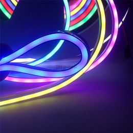 LED Neon Sign 7x14mm Programmable Addressable Flexible RGBW LED Strip Light 12V 6A 72W WS2811 Waterproof IP65 5050 RGB LED Neon Rope Tape Lamp YQ240126