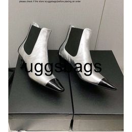 CChanel Chanelliness Brand High Quality Short Boots Luxury Designer Spike Heels Cow Leather Chelsea Boots Women Slip on Sexy Pointy Toe Stretch Ankle Boots