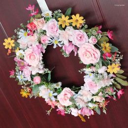 Decorative Flowers Elegant Floral Headband Rose Flower Shaped Wreath Colourful Eggs Garlands Decor