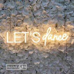 LED Neon Sign Lets Dance Neon Sign LED Lamps Garden Birthday Celebrate Bar Shop Club Pub Prom Party Aesthetic Art Wall Decor Gifts Neon Lamps YQ240126