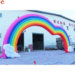 Free Ship Outdoor Activities 12mWx5mH (40x16.5ft) With blower Giant Rainbow Inflatable Archway with Clouds and Heart Shaped Arch Gate for Wedding