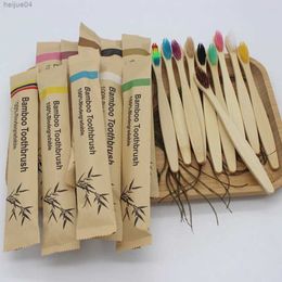 Toothbrush Single Cowhide Wrapped Bamboo Toothbrush Set Natural and Environmentally Friendly Bamboo Toothbrush Tablet 10 PCS Wholesale