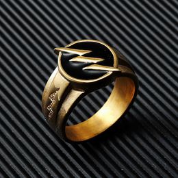 Band Rings Golden Lightning Men Rings 316L Stainless Steel Ring Hip Hop Golden Plated Classic for Friend Couple Jewelry Best Gift Wholesale 240125