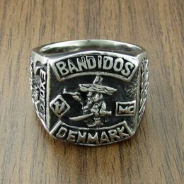 Band Rings Free Shipping Punk 316L Stainless Steel Bandidos Denmark MEX Ring for Mexican Rings Jewelry 240125