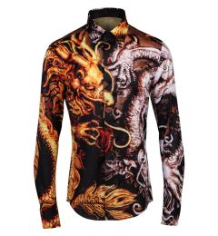 Luxury Men Shirt Chemise Homme Unique gold silver dragon Design Mens Slim Long Sleeve Cotton Dress Shirts Brand Camisas Hombre