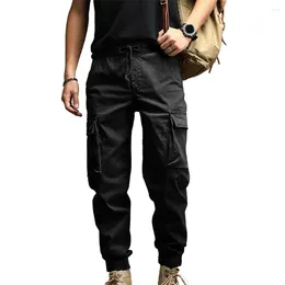 Men's Pants Men Cargo With Ankle-banded Loose Multi Pockets Drawstring Elastic Waist Long Trousers